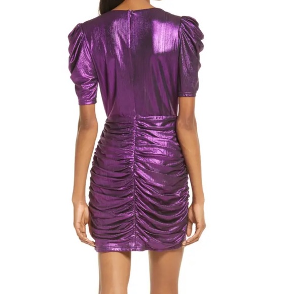 Adelyn Rae Ruiza Metallic Puff Sleeve Mini Dress - Picture 2 of 15